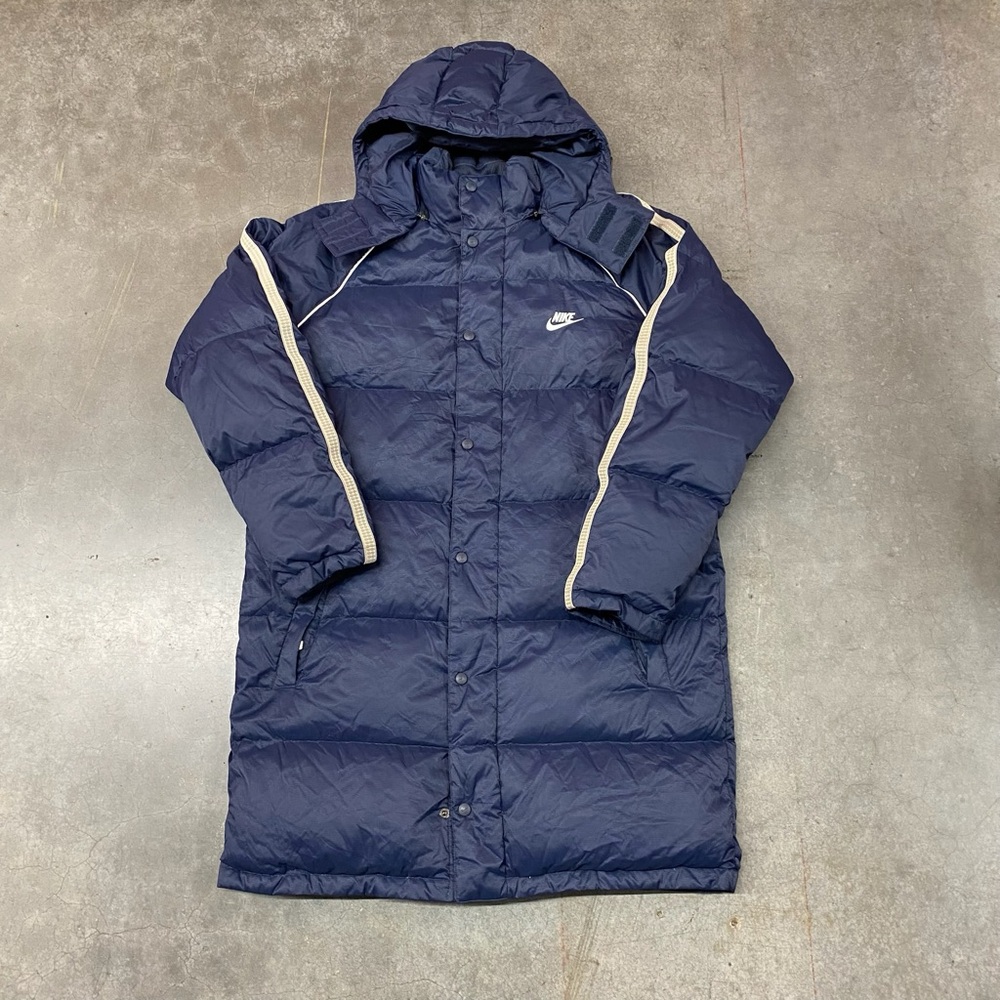 Nike Hooded Puffer‎ Jacket Navy Blue Y2K Mens XL